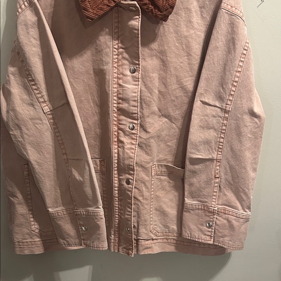 Old Navy Pink Denim Jacket with Brown Corduroy Collar - Picture 10 of 14